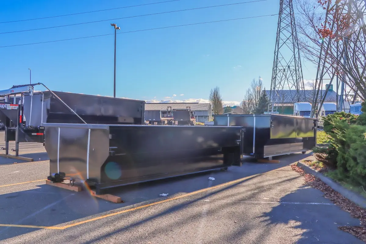 Roll-off dumpster ready for waste disposal at job site for Construction Dumpster Rental in East Cleveland